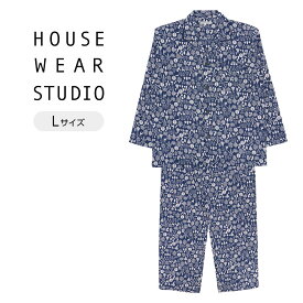 HOUSE WEAR STUDIO ハウス ウェア スタジオ 綿100％ ビエラ起毛プリント どうぶつの森 あたたかい パジャマ 前開き 長袖 長丈パンツ【Lサイズ】 男性 メンズ プレゼント 贈答 ギフト 73371467