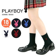 PLAYBOY （プレイボーイ） スクールソックス 18cm丈 学校 制服 靴下 ワンポイント 片面刺繍 レディース …
