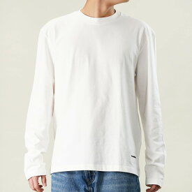 【全品10倍ポイント 要エントリー 4/24 20時～】JIL SANDER ジルサンダー プラス [1枚単品]長袖Tシャツ J47GC0002 J45048 100/ホワイト メンズ クルーネック ロンT カットソー ロゴT