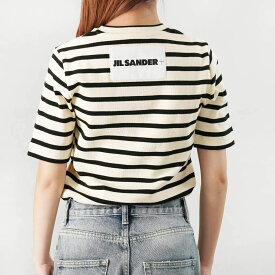 JIL SANDER ジルサンダー プラス 半袖Tシャツ J40GC0111 J46497 080 レディース ボーダー カットソー ロゴパッチ