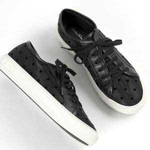 �yMAX2���~OFF���N�[�|��SALE�zFERRAGAMO �t�F���K�� �X�j�[�J�[ 0734059 Black ���f�B�[�X Dot Sneakers �h�b�g �X�j�[�J�[ �C ���[�X�A�b�v ���[�J�b�g �v���b�g�t�H�[�� ���U�[ �{�v[po_nijyuu]