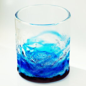 琉球ガラス 潮騒でこぼこグラス（青）