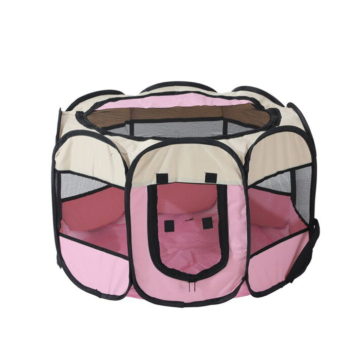ペットサークル 折りたたみ ペットハウス S サイズ グレー ブラウン イエロー ピンク コンパクト 折り畳み 持ち運び 八角形 防水 メッシュ サークル おしゃれ 簡易 アウトドア 隔離 犬 ペットクレート 猫 うさぎ 小型犬 軽量 通気性 避難 送料無料 あす楽 UP-022 ペット サークル グレー Sサイズ メッシュ 折りたたみ 屋根付き