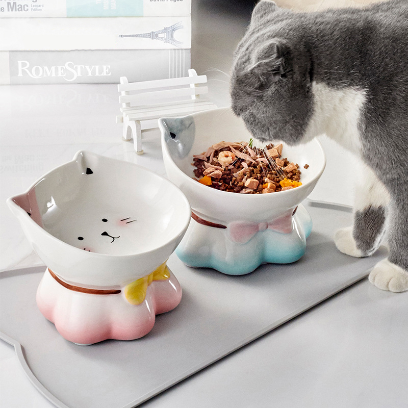 楽天市場】フードボウル エサ皿 陶器製 猫形 子猫 子犬 ミントグリーン