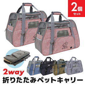 【2個セット】ペットキャリー 折りたたみ バッグ 2way ショルダー バック グレー ブラウン ブラック ブルー ピンク LDLC 猫 犬 メッシュ 軽量 ペットキャリーバッグ 斜めがけ 5kg いぬ イヌ ねこ 小型犬 旅行 病院 ドライブ 避難 多頭飼い あす楽 送料無料 UP-654