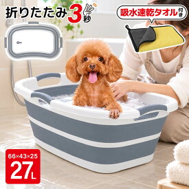 【最大1,000円OFFクーポン】 ペット バスタブ 折りたたみ式 吸水速乾 タオルおまけ付 27L容量 ペットバスタブ ランドリー たらい ペット用バスタブ 折り畳み 折りたたみ バスケット 猫 犬 軽量 丈夫 ペット キャリー ねこ アウトドア 釣り コンパクト収納 送料無料 UP-045