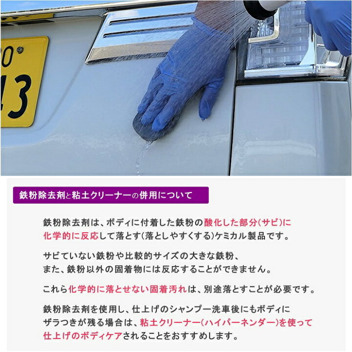楽天市場 大容量１ｌ 車のボディー ホイール等の鉄粉落とし用カークリーナー 鉄粉除去剤 1000ml スプレーセット付 プロ用高濃度 希釈使用可 中性でコーティング施工車にも 洗車やコーティングの下地処理 メンテナンスに最適 Tetsu