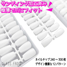 ネイルチップ サンディング不要 超薄型 クリア 半透明 透明 長さ出し サンディング済み【選べる12Type】