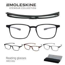 《クーポンでさらにお得★》MOLESKINE 老眼鏡 眼鏡 おしゃれ メンズ 男性用 薄型 携帯 スクエア シニアグラス リーディンググラス MR3100U プレゼント ギフト