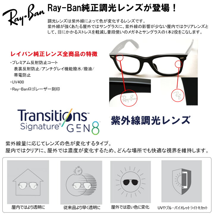 楽天市場】レイバン メガネ 純正調光度付きオリジナルレンズ Ray-Ban 