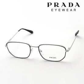 【プラダ メガネ 正規販売店】 PRADA PR52WV 5241O1 54 メタル 伊達メガネ 度付き ブルーライト カット 眼鏡 Made In Italy スクエア ブラック系 シルバー系