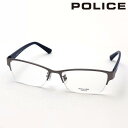 NewModel ポリス メガネ 正規販売店 POLICE VPLM46J 0568 TITANIUM チタニウム 伊達メガネ 度付き ブルーライト カット 眼鏡 メタル ハーフリム シルバー系 メンズ
