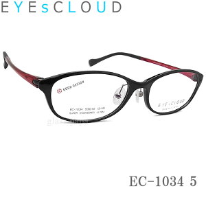 EYEs CLOUD アイクラウド メガネ フレーム EC-1034 Col.5 グッドデザイン賞 眼鏡 軽量 伊達メガネ 度付き ブラック レディース