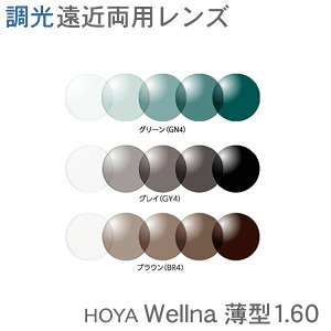 調光 ハイグレード遠近両用レンズ HOYA Wellna ウェルナ超薄型160 (2枚1組)紫外線でレンズの色の濃さが変わります