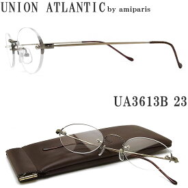 UNION ATLANTIC ユニオンアトランティック メガネ フレーム UA3613B 23 縁ナシ ツーポイント オーバル クラシック 伊達メガネ 度付き アンティークゴールド メンズ・レディース 日本製 ua-3613b