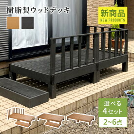 ★新商品★ 樹脂製ウッドデッキ バルコニー セット 樹脂 ウッドデッキ 木目調 チーク ブラック 庭 頑丈 屋外 物干しスペース 耐光性 水に強い 送料無料 家具インテリア GLASSY