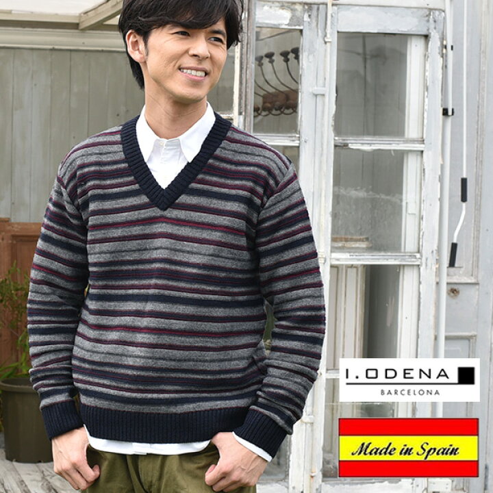 楽天市場 スペイン製ボーダーセーター I Odena ニット カジュアル メンズファッション セーター メンズ 秋冬 秋服 冬服 40代 50代 ファッション かっこいい ニットセーター グレンフィールド セール対象 名入れギフト豊富 グレンチェック