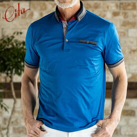 イタリア製 ダブルマーセライズ ポロシャツ ダウンポロシャツ メンズ 男性 半袖 吸汗速乾 2022 [CITA/チータ][送料無料] 父の日【父の日おすすめ】