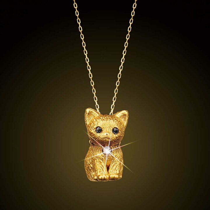 楽天市場】純金の子猫 ダイヤモンド入り 24金製宝飾 ペンダント 