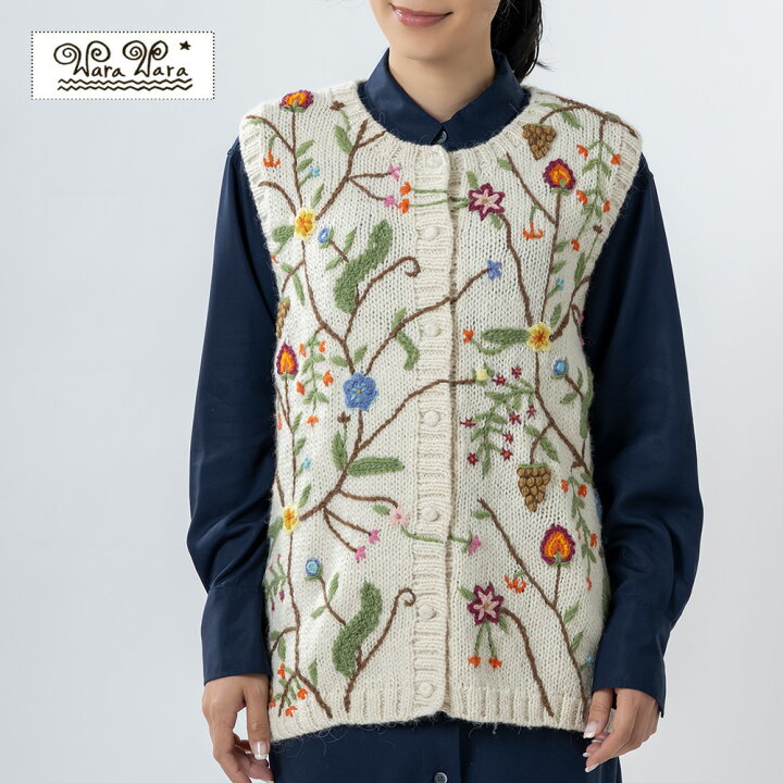 楽天市場】ペルー製 アルパカ 総花柄手刺繍ベスト 手編み 刺繍 
