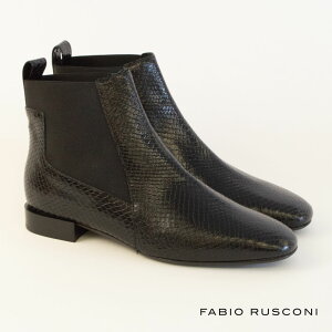 c킸 FABIO RUSCONI t@rIXR[j TChSA V[g u[c fB[X qRrv^ (PRINTED KID LEATHER) PITONE NERO F-5567`FV[u[c ubN pC\  [q[ 傫T