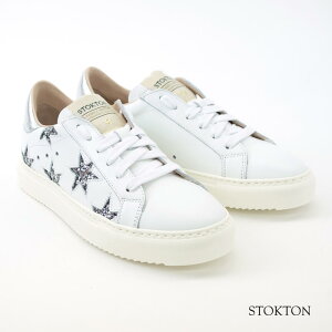 ラスト1点づつ 39 40のみ STOKTON ストックトン 星柄 レザースニーカー レディース BIANCO×ARGENTO(ホワイト×シルバー) 352D VARIANTE FJD1白スニーカー スター スターモチーフ 星柄 通勤スニーカー 大き