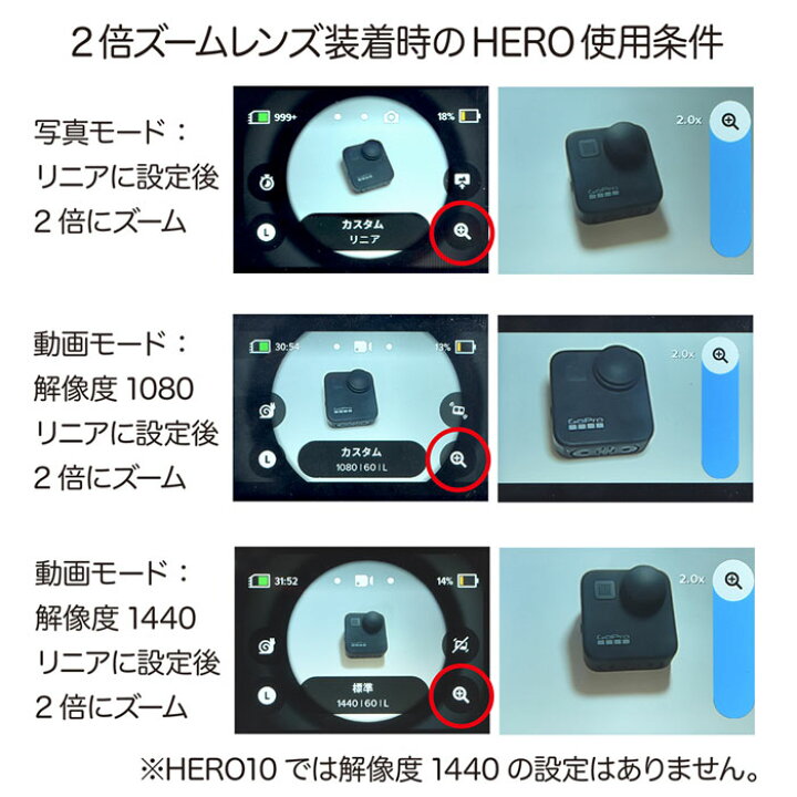 楽天市場】HERO12 / HERO11 / HERO10/9Black用 望遠レンズ セット 