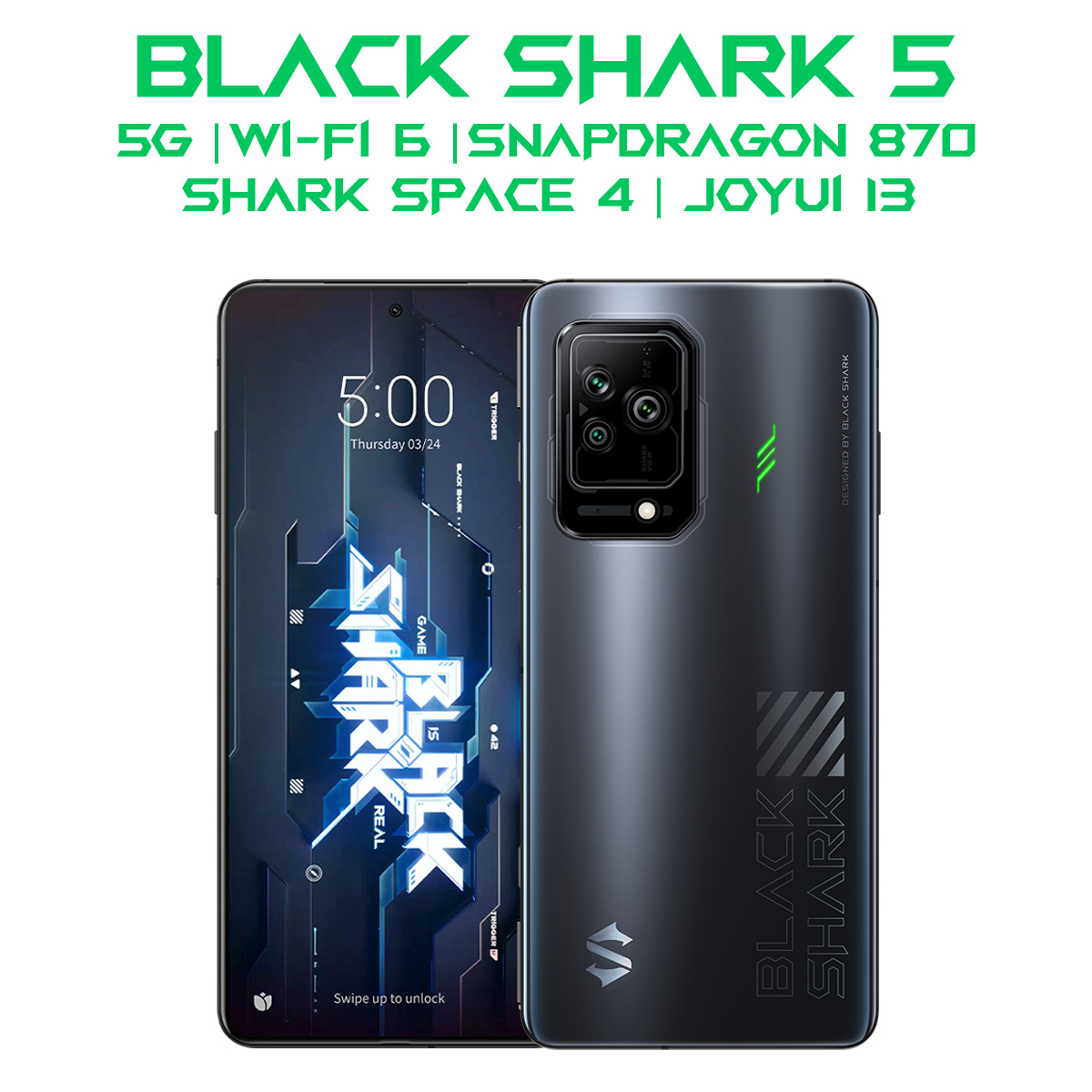 【完売】Black Shark 5(ブラックシャーク 5) 8GB/128GB Snapdragon 870 5G/Wi-Fi6 国内モデル  eSportsを勝ち抜くための超モンスター級ゲーミングスマホ 日本正規代理店 SIMフリー 技適有 スマートフォン Glimpse 