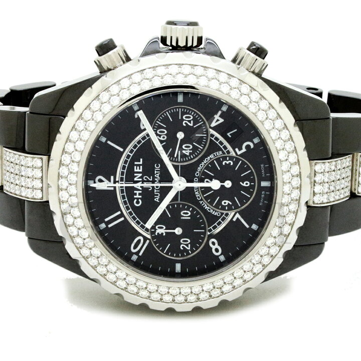 楽天市場】シャネル（CHANEL）J12 41mm クロノグラフ ブラック ベゼル  