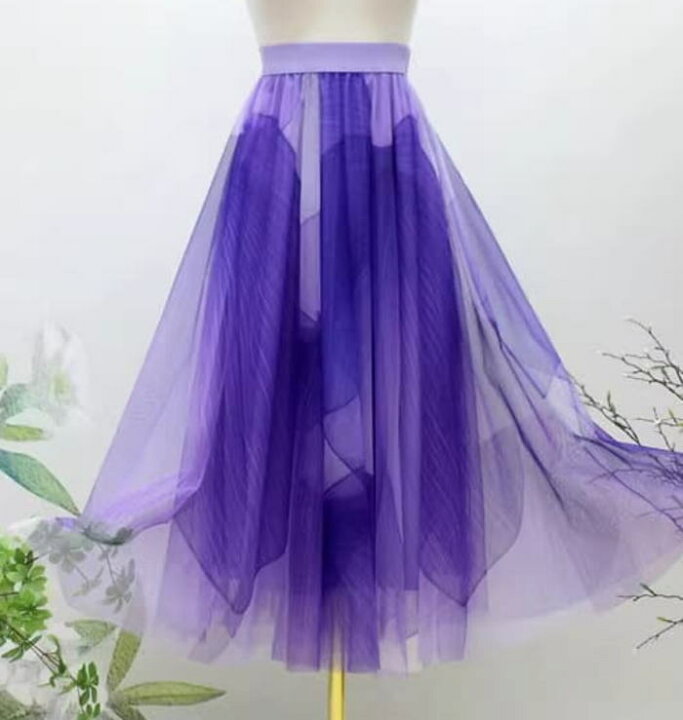 楽天市場】フレアスカート グラデーション 花柄 チュール ふんわり 