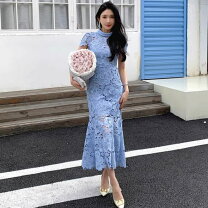 ファッション ロングワンピース 清楚系ワンピース 水色 ワンピース 水色 ワンピース レディースファッション の通販