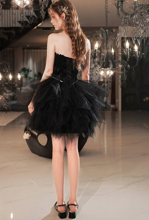 楽天市場】ANGEL ベアトップ フェザー ラインストーン チュール 背中  