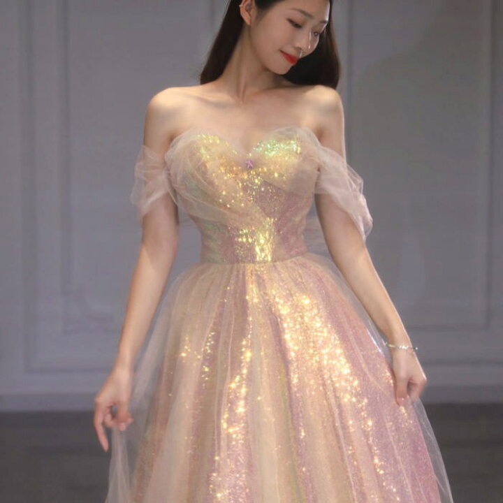 楽天市場】ALICE ラメ チュール オフショルダー スパンコール 背中  