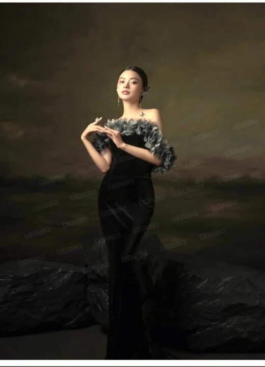 楽天市場】ANGEL カラードレス 新作 フラワー ベロア オフショルダー  