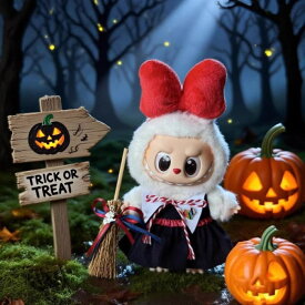 Labubu 服 ラブブ 服 ブランド 17cm 洋服 服装 衣装 コスチューム 着せ替え ぬいぐるみ 服 人形 ドール 服 セット 服セット 3点セット ハロウィン リボン 帽子 ワンピース ホウキ 小物 装飾 らぶぶ ぬい撮り オシャレ