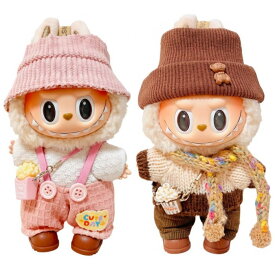 Labubu 服 ラブブ 服 ブランド 17cm 洋服 服装 衣装 コスチューム 着せ替え ぬいぐるみ 服 人形 ドール 服 セット 服セット 5点セット 6点セット ピンク ブラウン 帽子 サロペット パンツ かわいい 小物 装飾 らぶぶ ぬい撮り オシャレ