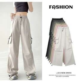 カーゴパンツ レディース ワークパンツ ロング丈 カジュアルパンツ ロングパンツ ウエストゴム ボトムス おしゃれ カジュアル 着痩せ