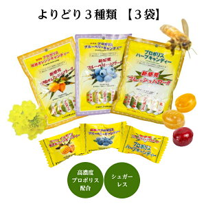【送料無料】 プロポリス ハーブキャンディー 3袋セット プロポリスキャンディー 個包装 プロポリス飴 プロポリスのど飴 キャンディ ブルーベリー オレンジ 甘草 のど飴 喉飴 ノンシュガー