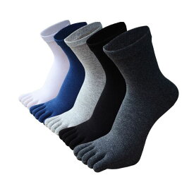 【30％OFFクーボン】5本指靴下 メンズ 5足組 水虫対策 抗菌防臭 吸汗速乾 綿素材 通気性抜群 スポーツ・作業・登山用 25-27cm