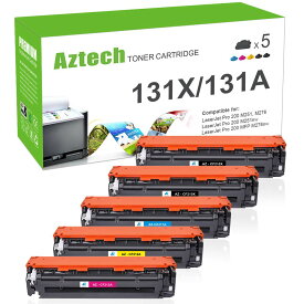 Aztech 互換トナーカートリッジ HP 131A 131X Pro 200 カラー M251nw M276nw M251n MFP M276n CF210X CF210A CF211A CF212A CF213A プリンターインク ブラック シアン イエロー マゼンタ 5個パック