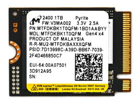 Micron 2400 1TB M.2 2230 NVMe PCIe 4.0x4 SSD ソリッドステートドライブ MTFDKBK1T0QFM