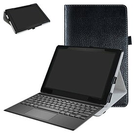 Dell Latitude 5285ケース Mama Mouth PUレザーフォリオスタンドカバー 12.3インチ Dell Latitude 5285 (12.3インチ HD IPS Touch) 2イン1ノートパソコン用 ブラック