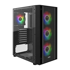 GAMDIAS ZEUS ATX ミッド タワー ゲーム コンピューター PC ケース サイド 強化ガラス付き 4X 120 mm ARGB ケース ファン と 同期 5 V RGB マザーボード と 気流 AURA GC2