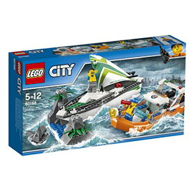 (レゴ) LEGO シティ 60168ヨットとレスキューボート 組み立ておもちゃ 本当に水に浮くボート付き商品内容：沿岸警備隊レスキューボート、ヨット、岩の島、ミニフィギュア2体、サメのミニフィギュア1体。ブロック195個。商品：6174681。