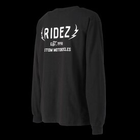 RIDEZ　ライズ 【4527625114012】 RIDEZ THUNDER LOGO L/S TEE BK M RD7004　ロングTシャツ　ブラック　Mサイズ