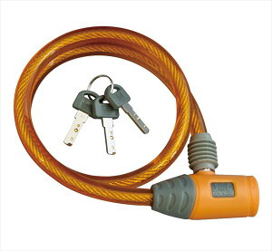 定形外 J&C 【4560299102060】 JC-020W ワイヤー錠 オレンジ 自転車 鍵 ワイヤーロック 盗難防止 カギ/サイクルロック