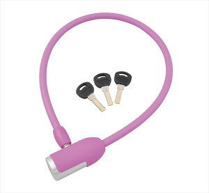 定形外 J&C 【4560299103852】 JC-063W ウェーブキーワイヤー錠 ピンク 自転車 盗難防止 カギ/サイクルロック 鍵 黒