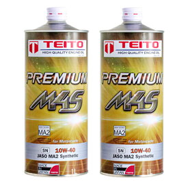 TEITO(テイト) 【4573512810215】 エンジンオイル プレミアム M4S MA2 10W-40 100%化学合成油 SN　1L x 2本セット　カワサキ ヤマハ ホンダ スズキ等の4サイクルエンジンに。オートバイ用 日本製 4サイクル 耐熱 耐久性