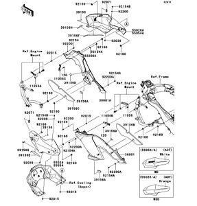 Kawasaki �J���T�L �������i 39156-0809 �p�b�h�A�T�C�h �J�o�[�ALH