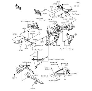 Kawasaki �J���T�L �������i 39156-0970 �p�b�h�A�T�C�h �J�o�[�ALH�AR �G���h